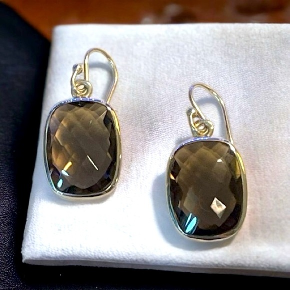 Designer Smoky Quartz Sterling Silver Earrings - Picture 2 of 5